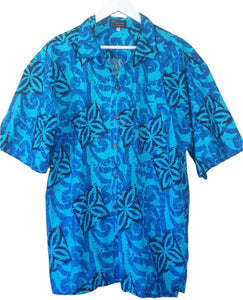 Vintage Blue Hawaii Tiki Men's Shirt (XL)
