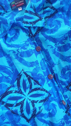Vintage Blue Hawaii Tiki Men's Shirt (XL)