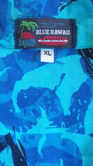 Vintage Blue Hawaii Tiki Men's Shirt (XL)