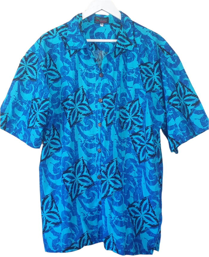 Vintage Blue Hawaii Tiki Men's Shirt (XL)