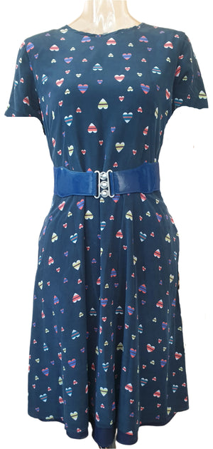 Vintage Chinti and Parker Hearts Dress (Medium) vintage clothing nz vintage dresses nz planet retro nz