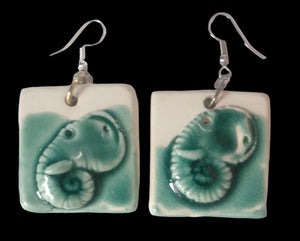 Vintage Elephant Pottery Earrings Accessories Planet Retro NZ