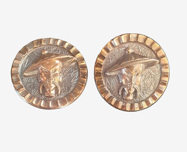 Vintage German Asian Man Clip On Earrings Planet Retro NZ