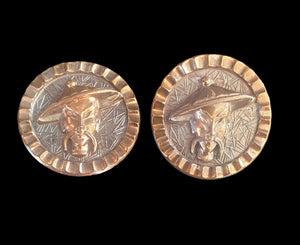 Vintage German Asian Man Clip On Earrings Planet Retro NZ