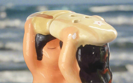 Vintage Hawaiian Surfer Couple Salt & Pepper Set Planet Retro NZ 