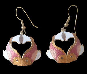 Vintage Koi Cloisonné Oriental Earrings Jewellery Planet Retro NZ
