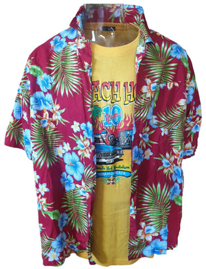 Vintage Mareko Red Tropical Shirt (3XL) Planet Retro Clothing NZ