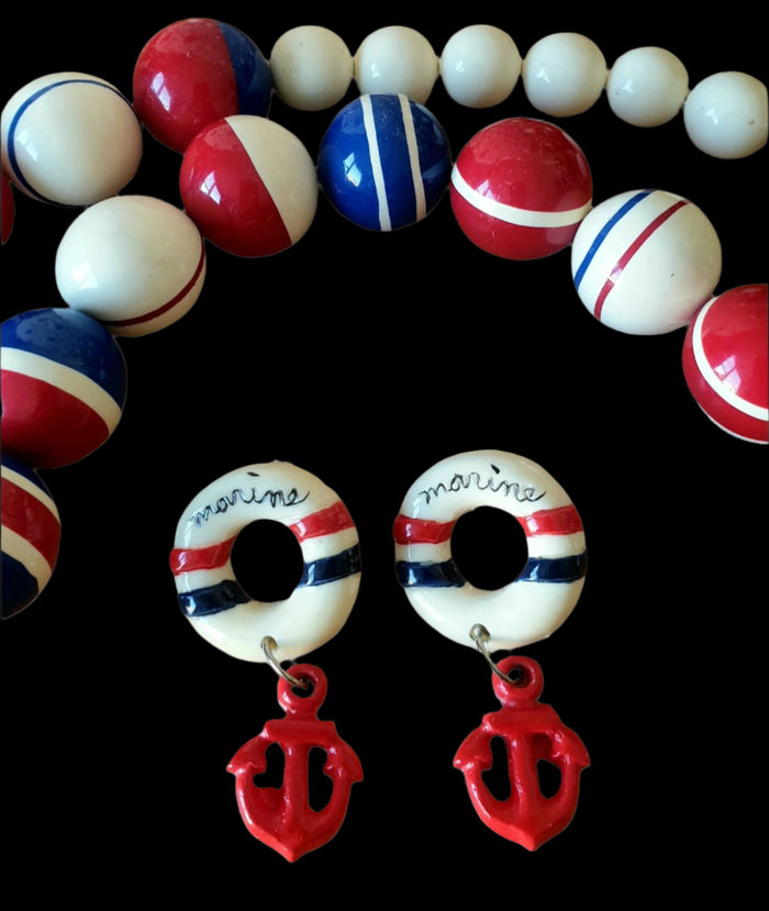 Vintage Marine Patriotic USA Earrings
