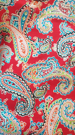 Vintage Red Paisley Cotton New Vintage Fabric Material Homeware Planet Retro NZ 2