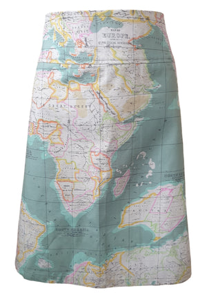 Wanderlust Green Map Skirt - Planet Retro NZ Vintage Clothing NZ