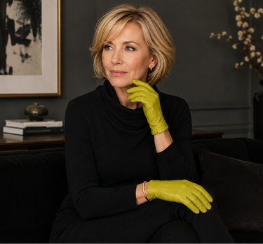 Pistachio Citrine Stretch Leather Women’s Gloves (Medium)