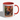 Side view of Alien Tea Party Planet Retro coffee mug with red handle and interior