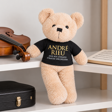 André Rieu Johann Strauss Orchestra teddy bear displayed with violin and music items