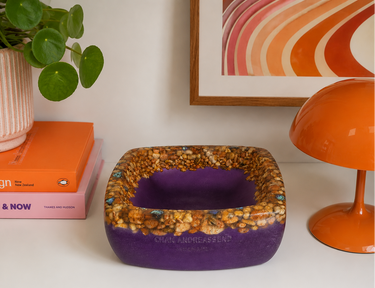 Chan Andreassend NZ Signed Pebble & Paua Resin Bowl