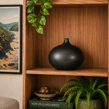 Matte Black Sculptural Ceramic Vase