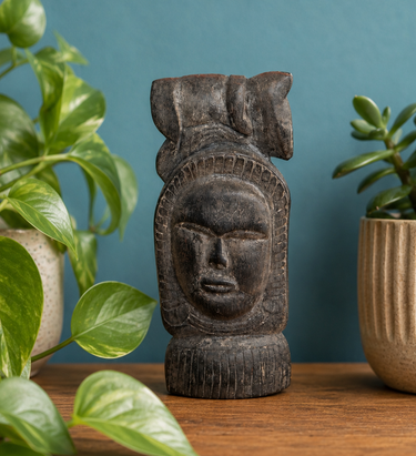 Vintage Hand-Carved Timber Tribal-Inspired Figurine