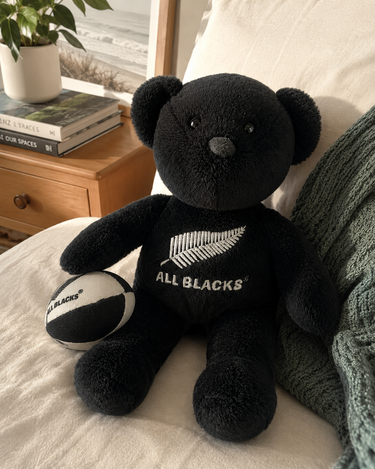 Vintage All Blacks Rugby Black Teddy Bear