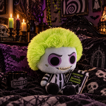Beetlejuice Funko Pop! Plush in gothic bedroom setting