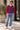 Ben Sherman red and blue argyle cotton men's knit size Large styled outdoors with white T-shirt and blue jeans