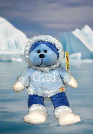 BK Beanie Kids Bear - Chilly Bear (2002) plush toy doll teddy bear vintage planet retro nz