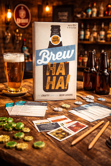 Brew Ha Ha craft beer party game for adults ages 21+ beer themed board game for game nights