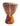Side view of carved wooden djembe drum