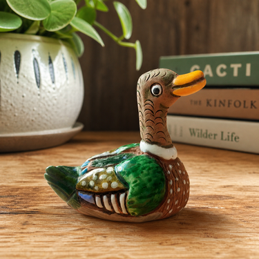 Casals Peru miniature clay duck figurine hand painted folk art