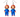 Pair of Chucky Naughty and Nice doll earrings with red hair, blue overalls and silver hooks on a light studio background