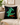 Lu Lu Deluxe Crocodile Tattoo cushion cover with green crocodile artwork on black fabric