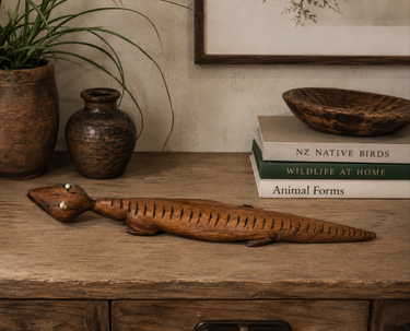 Vintage Hand-Carved Wooden Crocodile Figurine