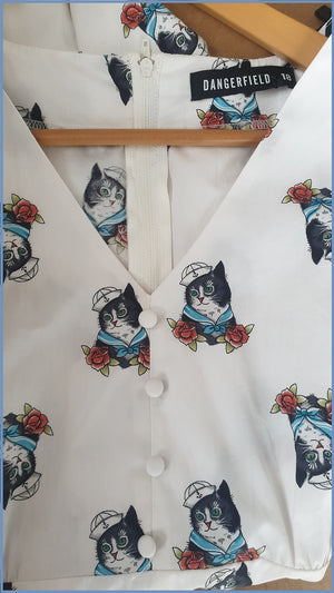 Dangerfield Sailor Cat Cotton Dress (Sz 18)