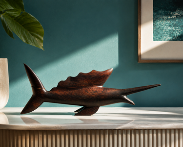 Vintage Hand-Carved Wooden Sailfish / Marlin Sculpture 46cm