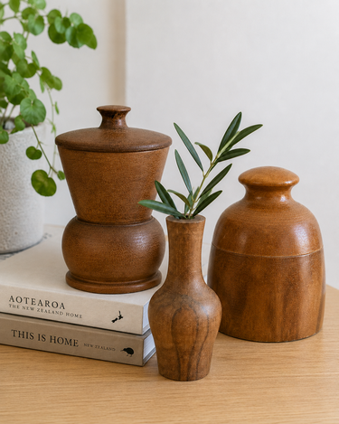 Vintage Turned Wooden Vessel Set