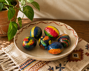 Vintage Hand Decorated Folk Art Hen Eggs – Set of 6