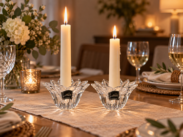 Rogaška Crystal Flower Candle Holders – Pair