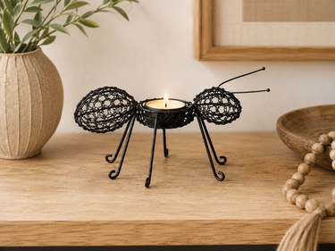 Whimsical Black Metal Ant Planter / Tealight Holder