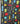 Fabric Traditions atomic kitchen cotton fabric on black showing colourful 1950s appliances and starbursts