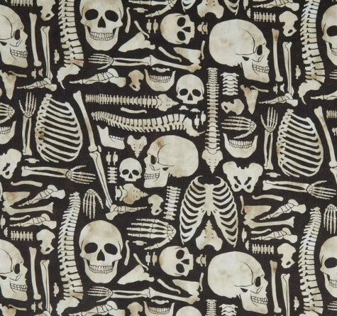 Fabric - Skeleton Anatomy Planet Retro NZ Vintage Clothing