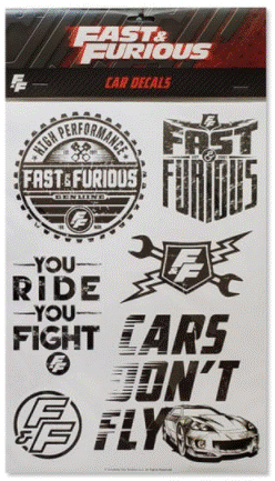 Fast & Furious Sticker Sheet