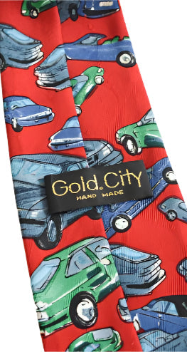 gold city red car tie necktie vintage mens accessories planet retro nz 3