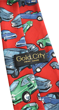 gold city red car tie necktie vintage mens accessories planet retro nz 3