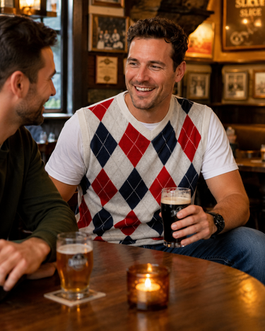 Golf Knickers Argyle Vest - Red, White & Blue, view 2