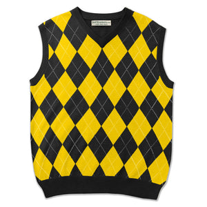 Golf Knickers Argyle Vest Yellow/Black Planet Retro NZ