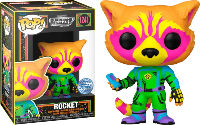 Pop Vinyl - Guardians of the Galaxy - Rocket Black Light #1241 funko pop vinyl nz planet retro nz