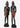 Pair of hand-carved African style wooden male and female figure sculptures with bead detail