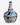 A traditional ceramic vase with a bulbous body and a narrow neck, decorated with colorful hand-painted floral and scroll motifs in blue, red, yellow, green, and black on a white background.