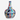 A traditional ceramic vase with a bulbous body and a narrow neck, decorated with colorful hand-painted floral and scroll motifs in blue, red, yellow, green, and black on a white background.