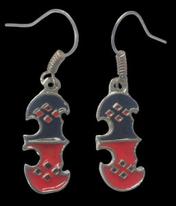 Earrings Harley Quinn Bat Logo