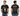 A man modeling a black graphic T-shirt shown from both front and back against a light gray studio background. The front has a black-and-white portrait of Hugh Jackman with yellow text reading 'HUGH World Tour 2019.