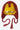 Handmade Iron Man-inspired crochet Laplander beanie with ear flaps and braided ties in red and yellow.